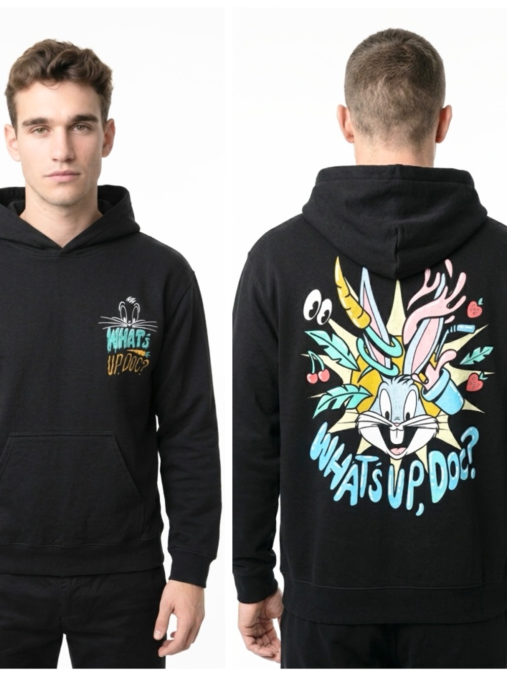 BUGS BUNNY • What’s Up Doc? Looney Tunes Black Graphic Pullover Hoodie